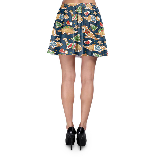 Skater Skirt - Gingerbread Cookie Christmas Dinosaurs