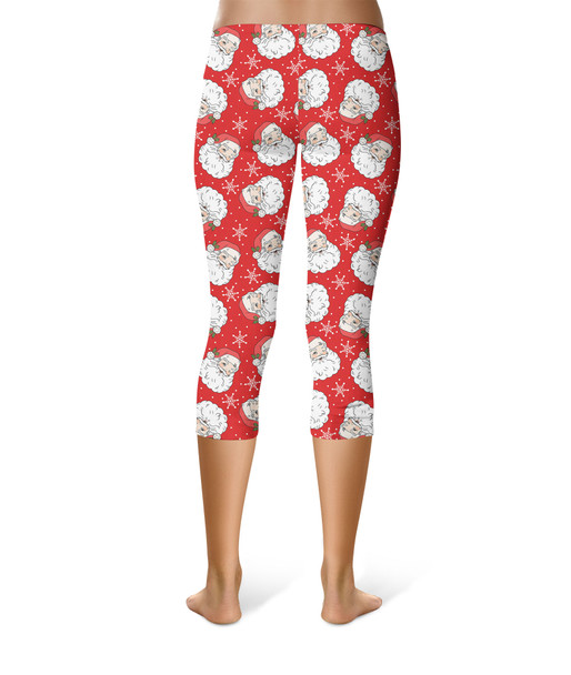 Sport Capri Leggings - Retro Christmas Vintage Winking Santa Claus