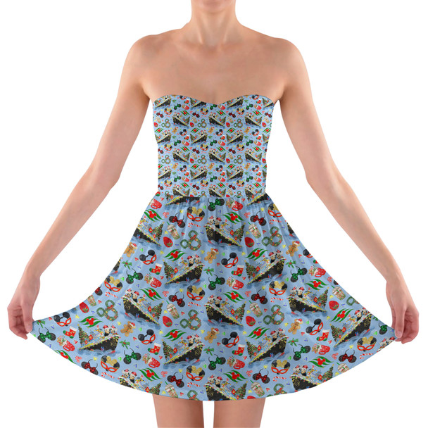 Sweetheart Strapless Skater Dress - Very Merrytime Christmas Cruise