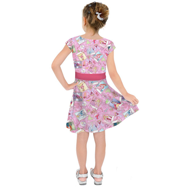 Girls Short Sleeve Skater Dress - Holiday Winter Princess Christmas Snapshots