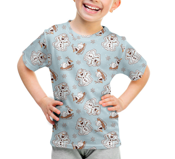 Youth Cotton Blend T-Shirt - Christmas Snow Angel Holiday Olaf