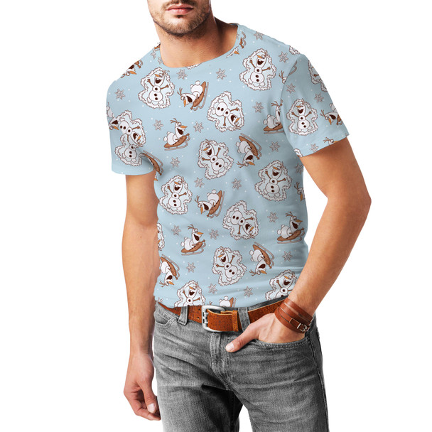 Men's Cotton Blend T-Shirt - Christmas Snow Angel Holiday Olaf