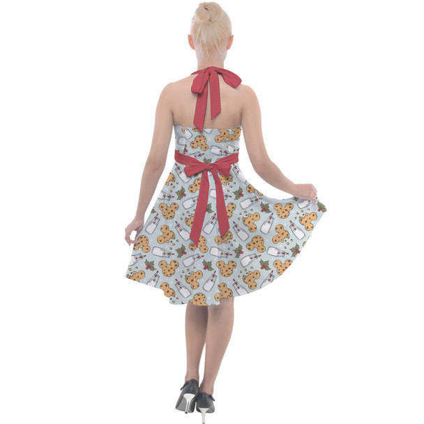 Halter Vintage Style Dress - Christmas Milk and Mouse Cookies