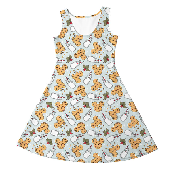 Girls Sleeveless Dress - Christmas Milk and Mouse Cookies