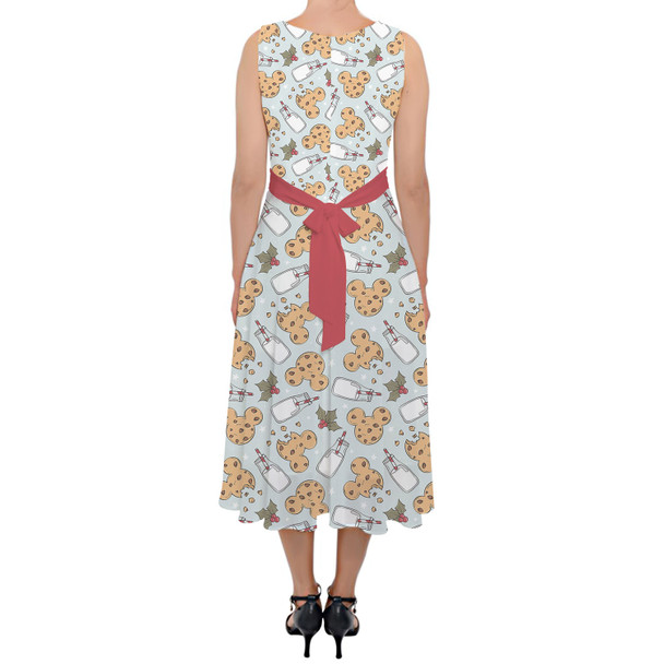 Belted Chiffon Midi Dress - Christmas Milk and Mouse Cookies