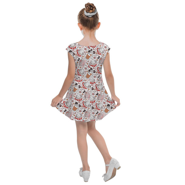 Girls Cap Sleeve Pleated Dress - Magic Mouse Hot Chocolate