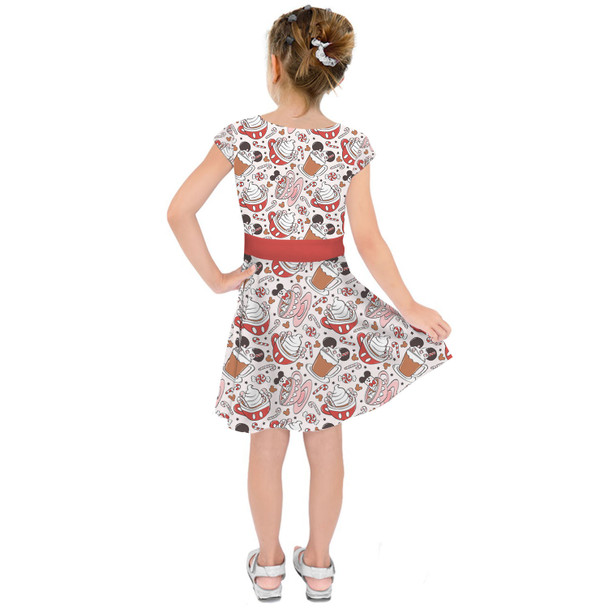 Girls Short Sleeve Skater Dress - Magic Mouse Hot Chocolate