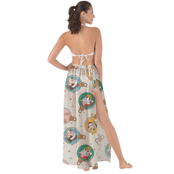 Maxi Sarong Skirt - Gold Mickey and Friends Christmas Baubles