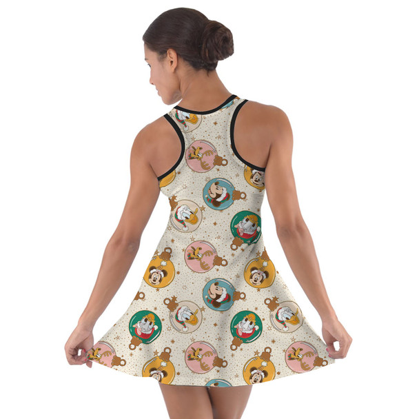 Cotton Racerback Dress - Gold Mickey and Friends Christmas Baubles