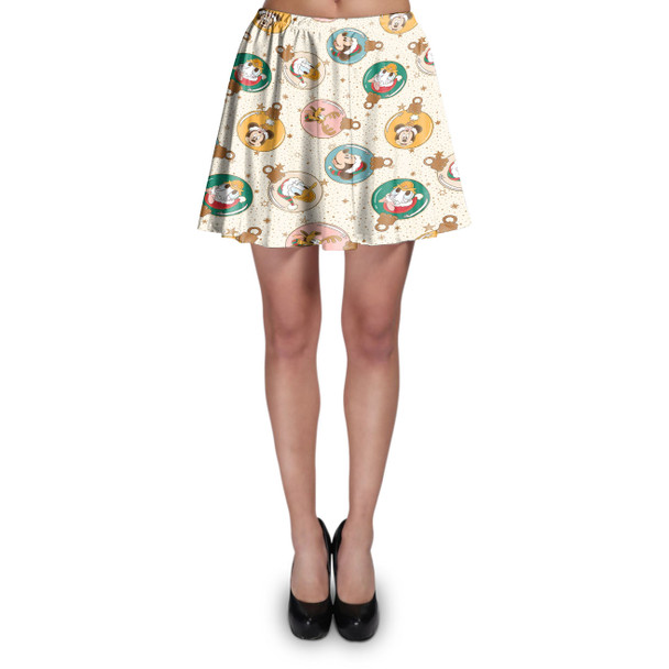 Skater Skirt - Gold Mickey and Friends Christmas Baubles