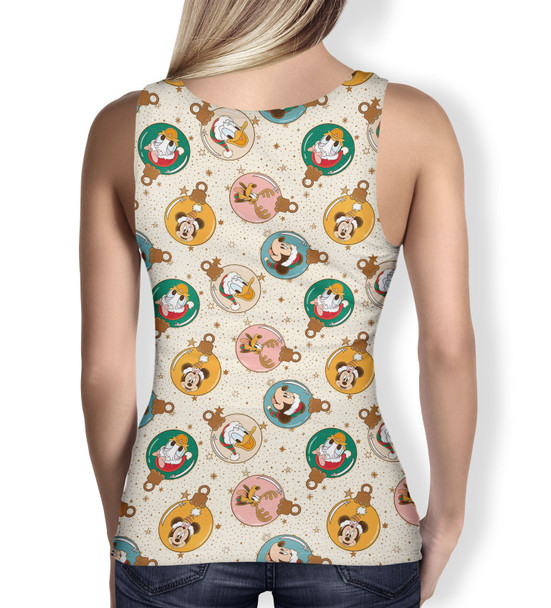 Women's Tank Top - Gold Mickey and Friends Christmas Baubles