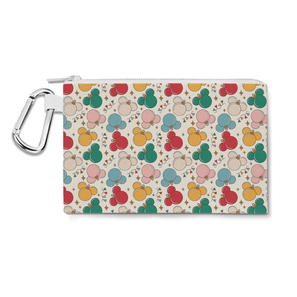 Canvas Zip Pouch - Gold Mouse Ear Christmas Baubles