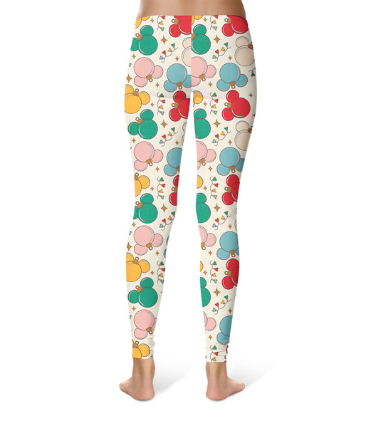 Sport Leggings - Gold Mouse Ear Christmas Baubles