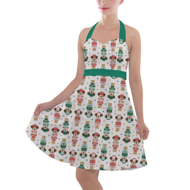 Halter Vintage Style Dress - Christmas Mickey Nutcrackers