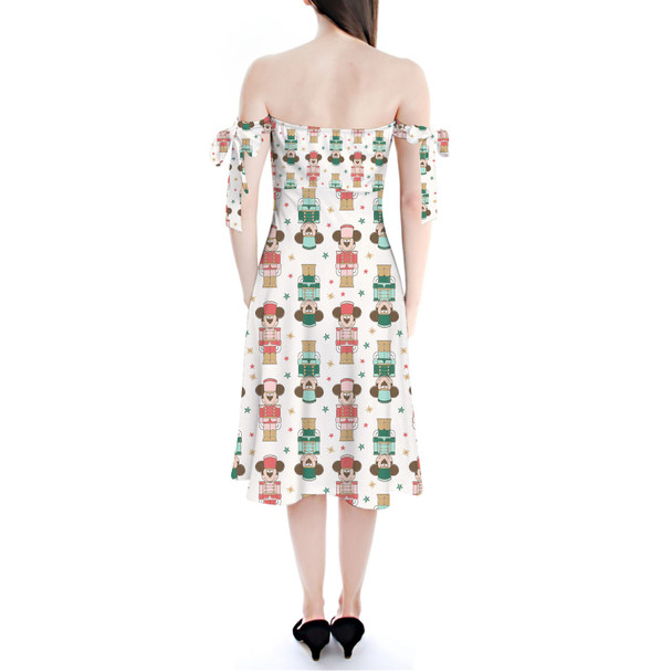 Strapless Bardot Midi Dress - Christmas Mickey Nutcrackers