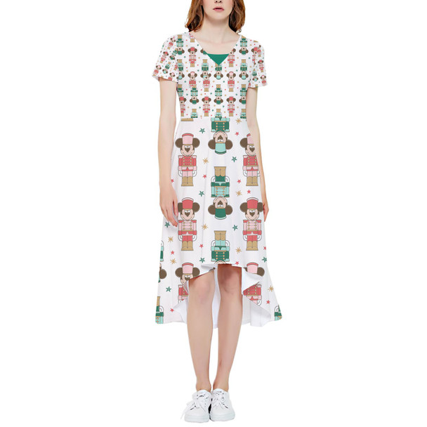 High Low Midi Dress - Christmas Mickey Nutcrackers