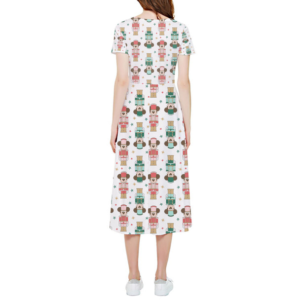 High Low Midi Dress - Christmas Mickey Nutcrackers