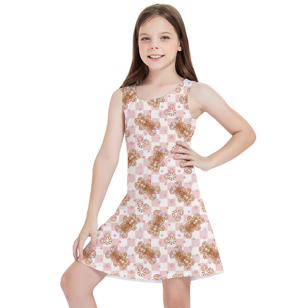 Girls Sleeveless Dress - Checkerboard Gingerbread Minnie Cookies