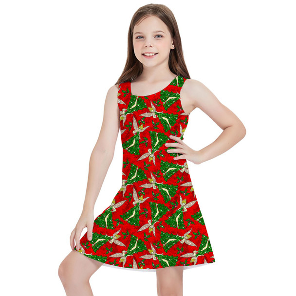 Girls Sleeveless Dress - Magical Sparkling Tinkerbell Christmas