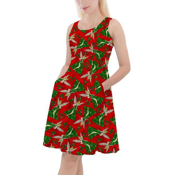 Skater Dress with Pockets - Magical Sparkling Tinkerbell Christmas