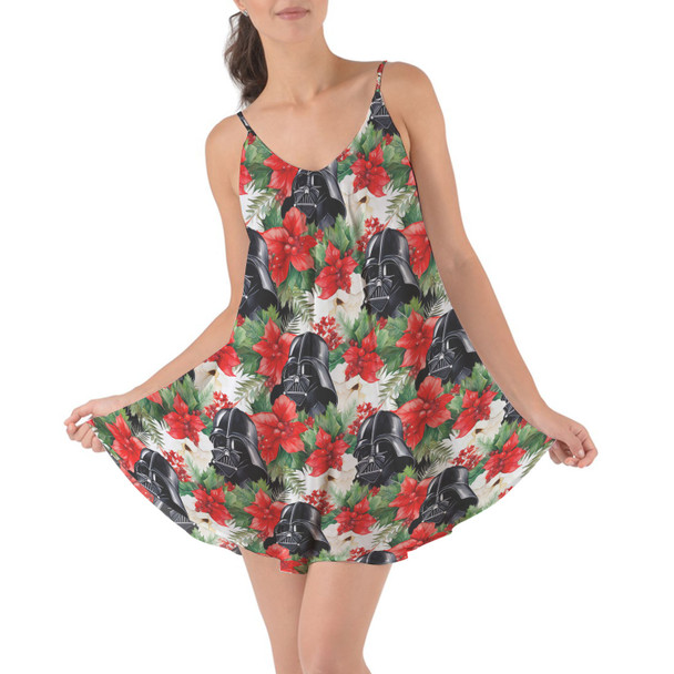 Beach Cover Up Dress - Vader Holiday Christmas Poinsettias