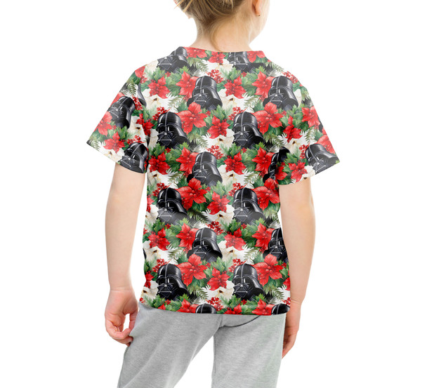 Youth Cotton Blend T-Shirt - Vader Holiday Christmas Poinsettias