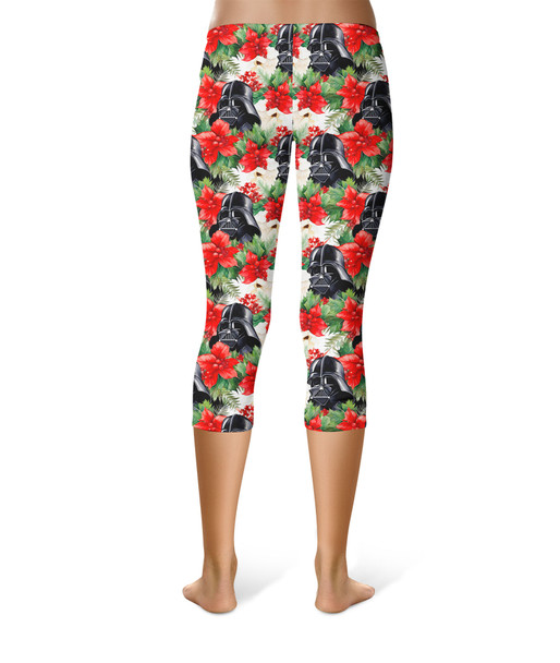 Sport Capri Leggings - Vader Holiday Christmas Poinsettias