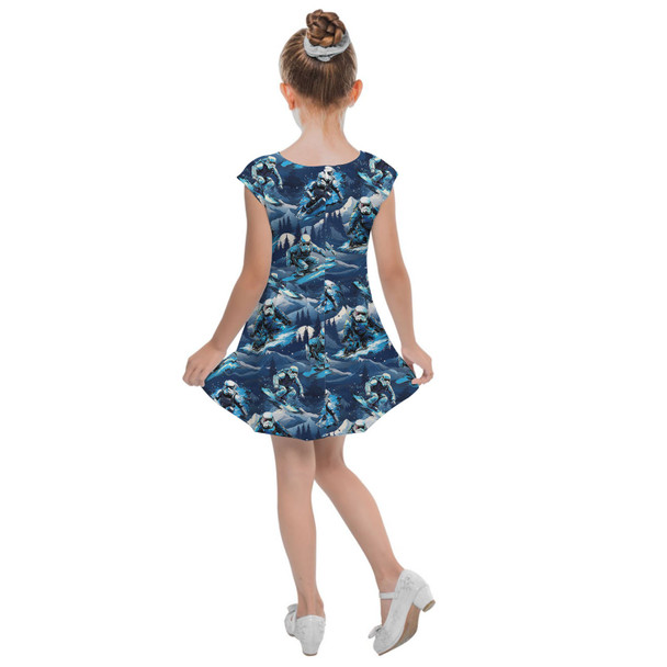 Girls Cap Sleeve Pleated Dress - Snowboard Troopers