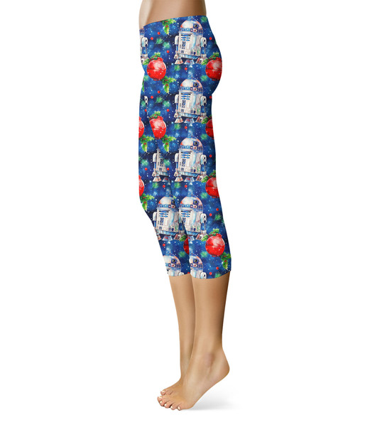 Sport Capri Leggings - Little Blue Christmas Droid