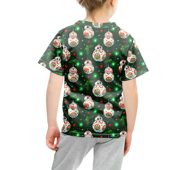 Youth Cotton Blend T-Shirt - Little Rolling Christmas Droid