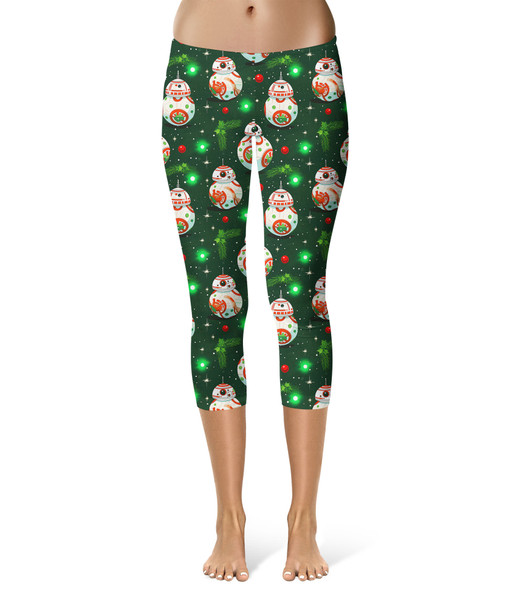 Sport Capri Leggings - Little Rolling Christmas Droid