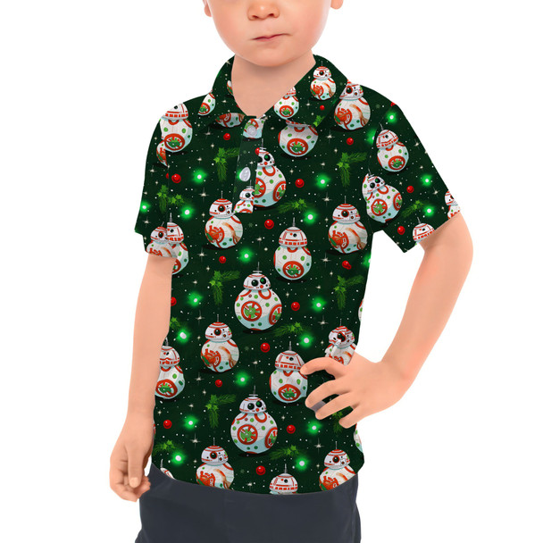 Kids Polo Shirt - Little Rolling Christmas Droid