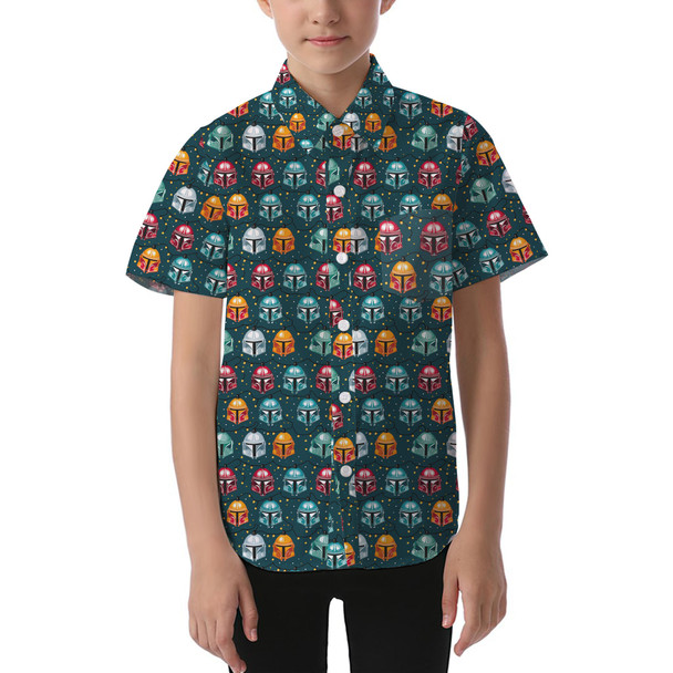 Kids' Button Down Short Sleeve Shirt - Bounty Hunter Christmas Lights