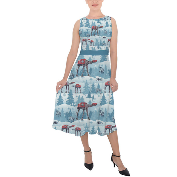 Belted Chiffon Midi Dress - AT-AT Christmas on Hoth