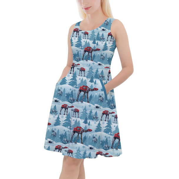 Skater Dress with Pockets - AT-AT Christmas on Hoth