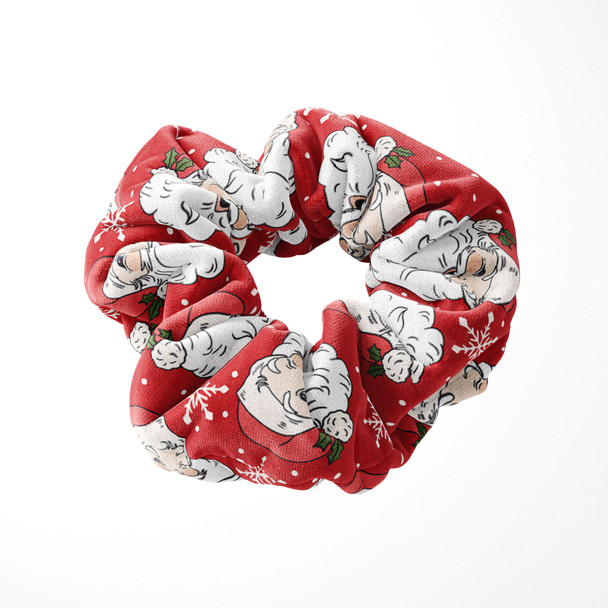 Velvet Scrunchie - Retro Christmas Vintage Winking Santa Claus