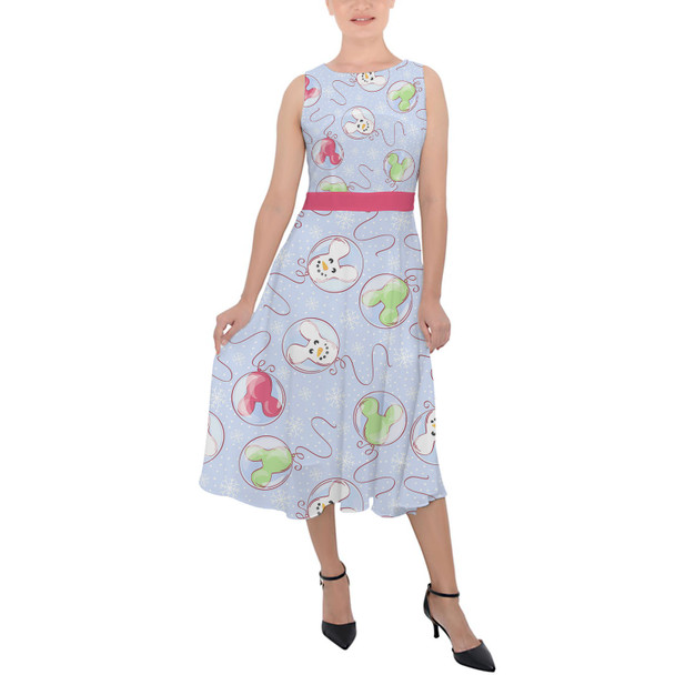 Belted Chiffon Midi Dress - Winter Mouse Balloons