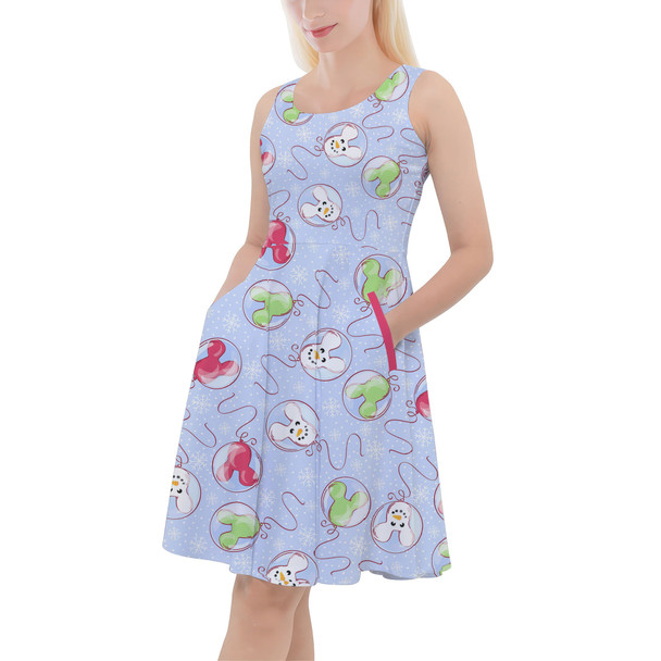 Skater Dress with Pockets - Winter Mouse Balloons