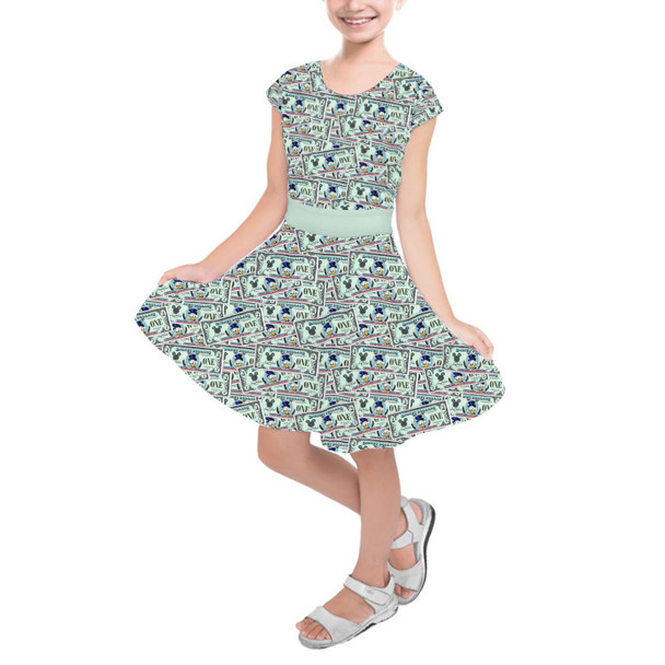 Girls Short Sleeve Skater Dress - Scrooge Disney Dollars