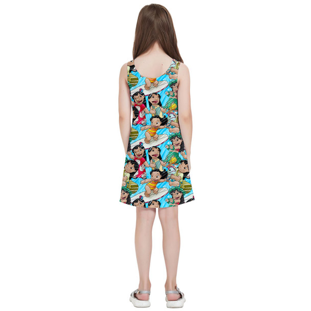 Girls Sleeveless Dress - Lilo and Scrump Sketched