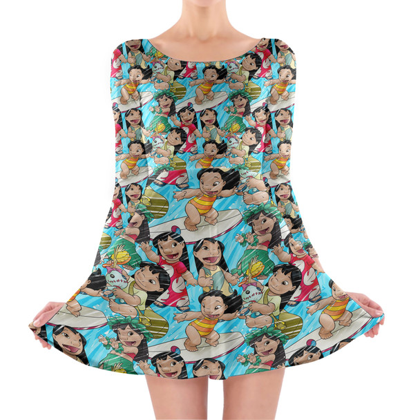 Longsleeve Skater Dress - Lilo and Scrump Sketched