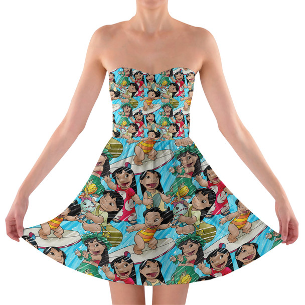 Sweetheart Strapless Skater Dress - Lilo and Scrump Sketched