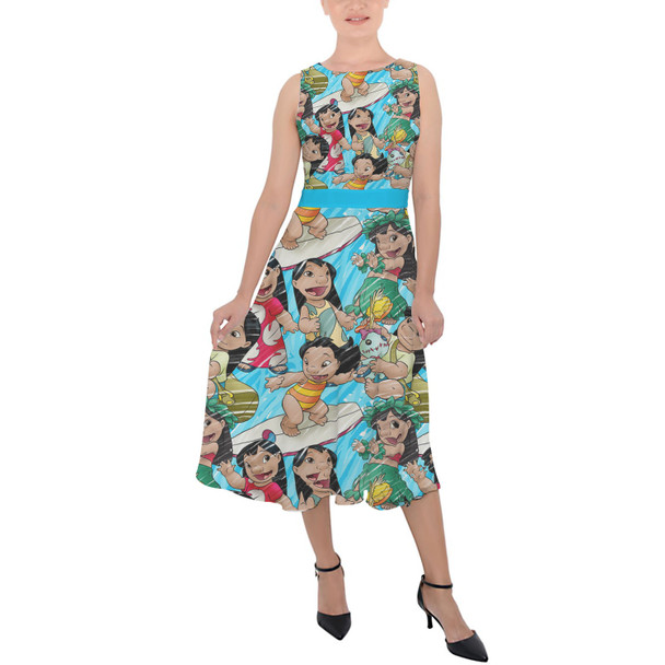 Belted Chiffon Midi Dress - Lilo and Scrump Sketched