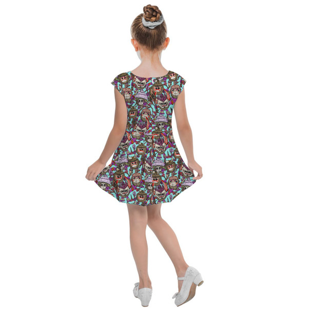 Girls Cap Sleeve Pleated Dress - Moana's Kakamora