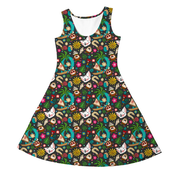 Girls Sleeveless Dress - Polynesian Princess Icons