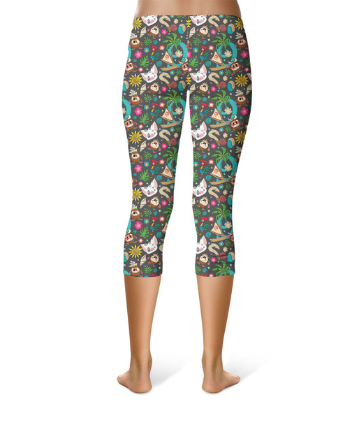 Sport Capri Leggings - Polynesian Princess Icons