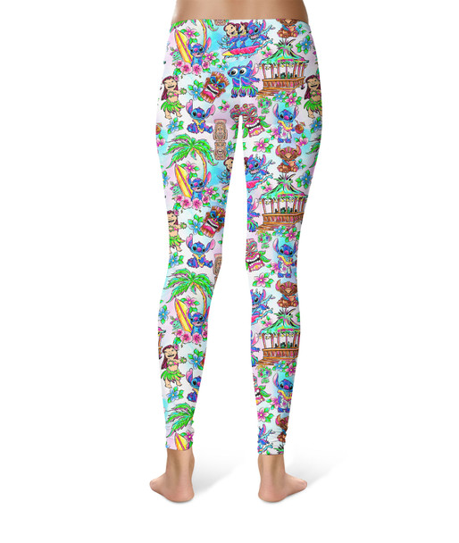 Sport Leggings - Bright Lilo and Stitch Hand Drawn