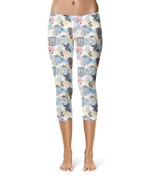 Sport Capri Leggings - Alice Down The Rabbit Hole