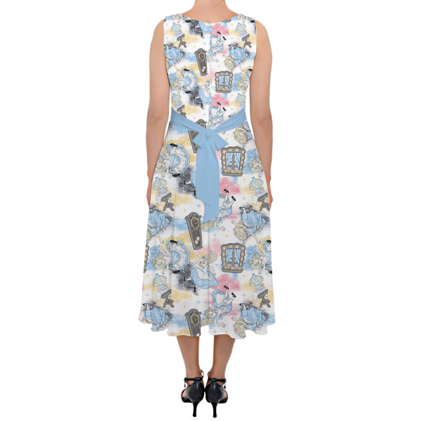 Belted Chiffon Midi Dress - Alice Down The Rabbit Hole