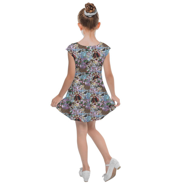 Girls Cap Sleeve Pleated Dress - Alice in Glitter Wonderland